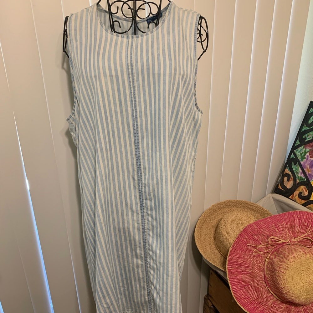 The Southern Shirt Company Light Blue & White Sleeveless Striped Midi Dress - Picture 5 of 12